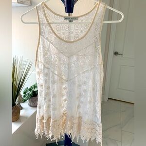 Lace Sheer Cream Top size Large Junior